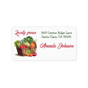 Farmer's Market Basket Locally Grown Baby Shower Label