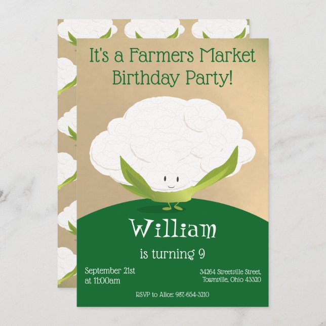 Farmers Market Birthday Invitation (Front/Back)