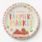 Farmers market birthday Paper Plates Strawberry