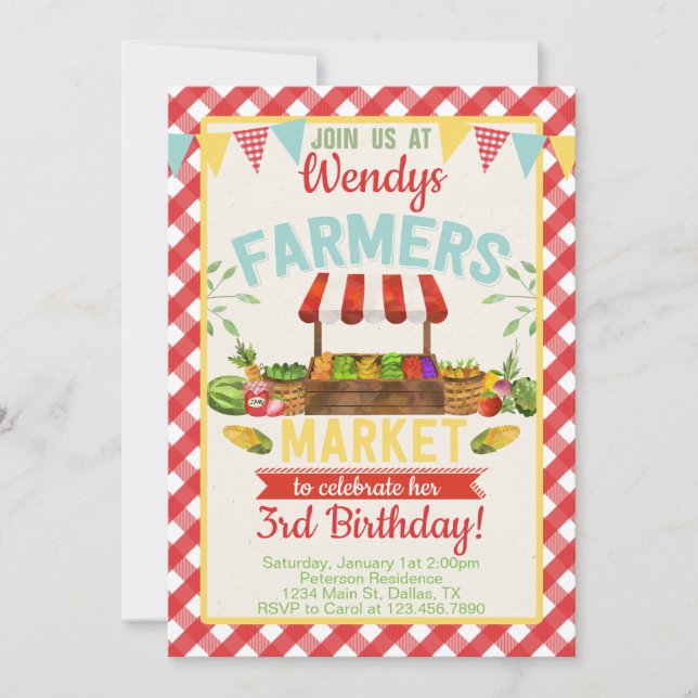 Farmers Market Birthday Party Invitation Invite (Front)