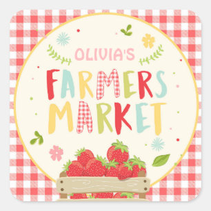 Farmers market birthday Strawberries Favour Tags