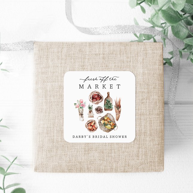 Farmers Market Bridal Shower Favour Square Sticker (Creator Uploaded)