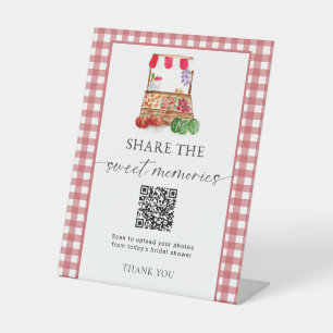 Farmers Market Bridal Shower QR Code Photo Sharing Pedestal Sign