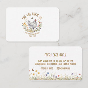 Farmers Market Business Card Watercolor Grey Hen