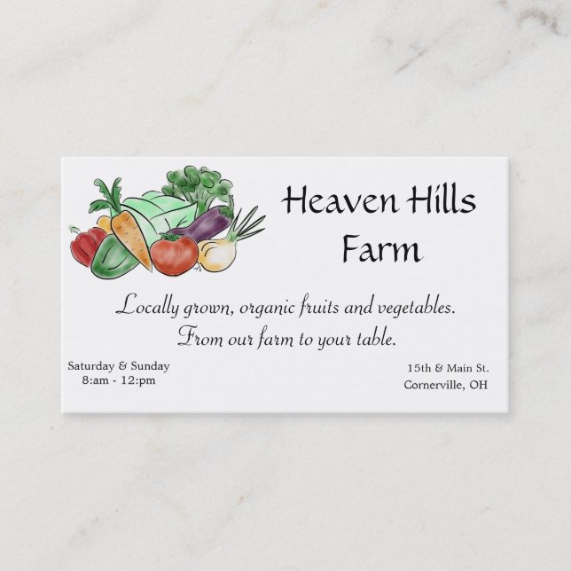Farmers Market Business Cards (Front)