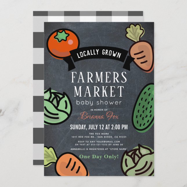 Farmers Market Chalkboard Baby Shower Invitation (Front/Back)