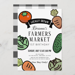 Farmers Market Chic 1st Birthday Invitation