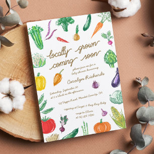 Farmers Market Colourful Vegetable Baby Shower Invitation