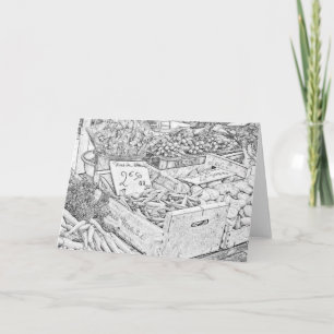 Farmer's Market Colouring Page Greeting Card