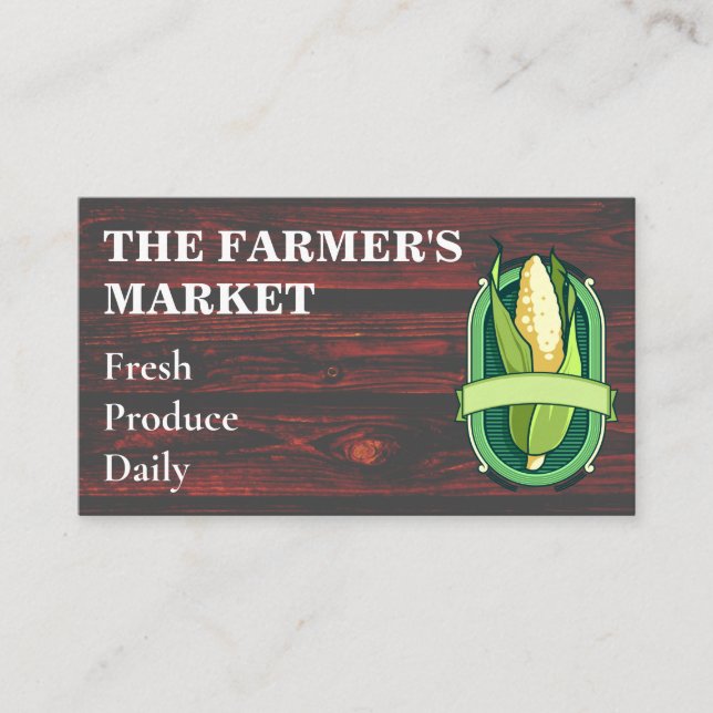 Farmers Market | Corn | Wood Business Card (Front)
