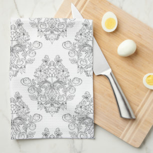 Farmers' Market Damask Tea Towel