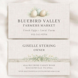 Farmers Market Eggs Shabby Chic Linen Business Card