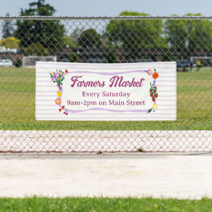 Farmers Market Farm Stand Hand-drawn CUSTOM  Banner