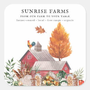Farmer's Market   Farm to Table Harvest Barn Square Sticker