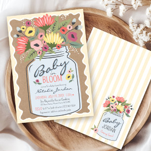 Farmers Market Floral Baby in Bloom Neutral Shower Invitation