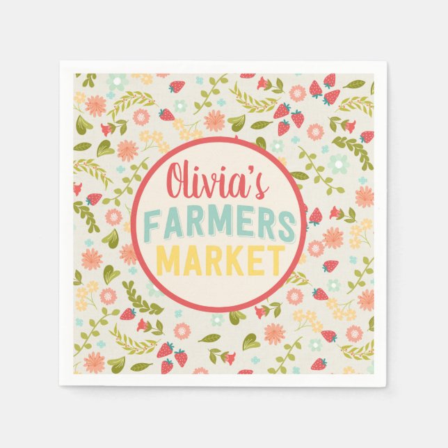 Farmers Market Floral Birthday Party Napkins (Front)