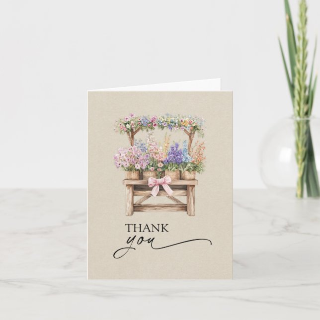 Farmers Market Floral Bridal Shower Thank You Card (Front)