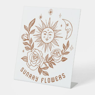Farmers Market Florist Sun Moon Roses Magical Boho Pedestal Sign
