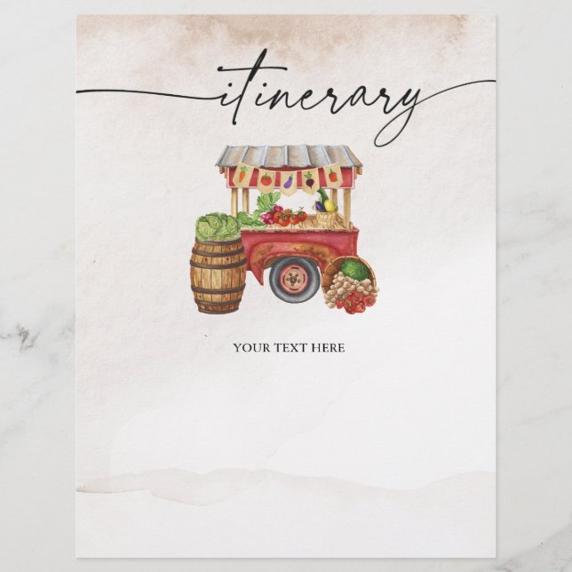 Farmers Market Flower Bouquet itinerary sheet (Front)