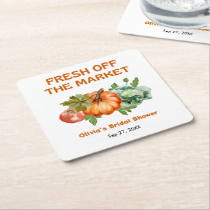 Farmers Market Fresh Off The Market Bridal Shower  Square Paper Coaster