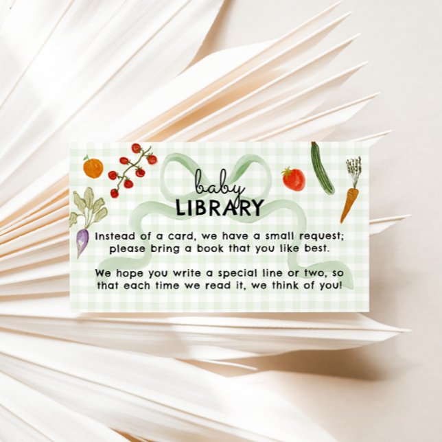 Farmers Market Gingham Books For Baby Library Enclosure Card (Garden Party Little Sprout Books for Baby Library Enclosure Card)