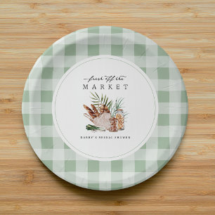 Farmers Market Gingham Bridal Shower Paper Plate