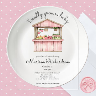 Farmers Market Girl Baby Shower Acrylic Invitations
