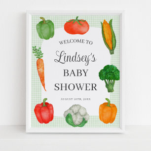 Farmers Market Green Baby Shower Welcome Poster