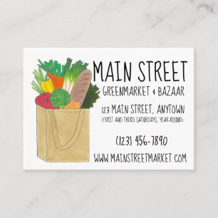 Farmer's Market Greenmarket Grocery Shopping Food Business Card