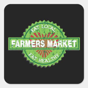 Farmers Market Heart Square Sticker