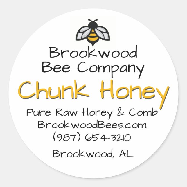 Farmer's Market Homestyle Chunk Honey Label Bee (Front)