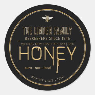 Farmer's Market Honey Drips Label with Bee