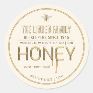 Farmer's Market Honey Drips Label with Bee