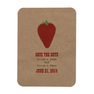 Farmers Market Inspired Save The Date Strawberry Magnet