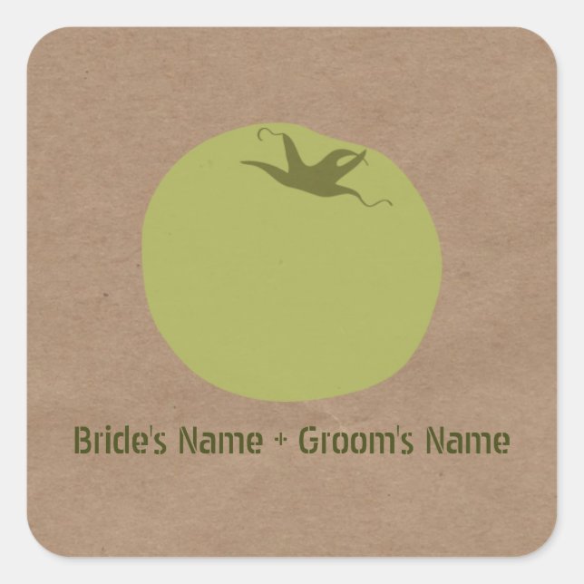 Farmers Market Inspired Wedding | Green Tomato Square Sticker (Front)