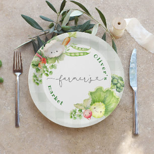 Farmers market kids birthday party paper plate