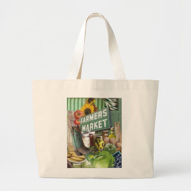 Farmers Market Large Tote Bag (Front)