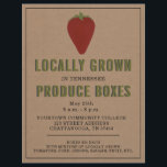 Farmer's Market Local Produce Strawberry Flyer<br><div class="desc">Illustration of a strawberry over a cardstock inspired background with green and black text and black trim.</div>