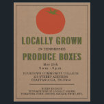 Farmer's Market Local Produce Tomato Flyer<br><div class="desc">Illustration of a red tomato over a cardstock inspired background with green and black text and black trim.</div>