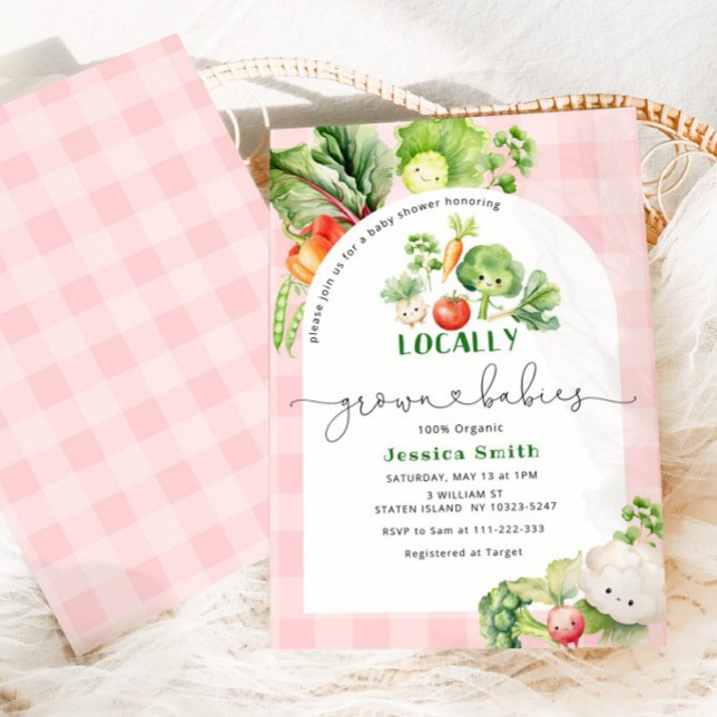 Farmers market Locally grown babies Twin girls Invitation (Creator Uploaded)