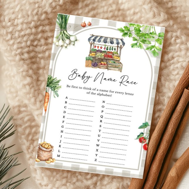 Farmers Market Locally Grown Baby Name Race Game (Farmers Market Baby Shower Baby Name Race Game)
