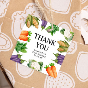 Farmers Market Locally Grown Baby Shower Square Favour Tags