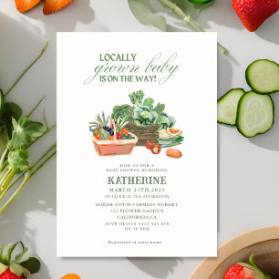 Farmers market locally grown green baby shower invitation