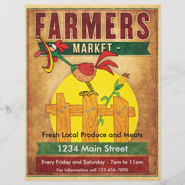Farmers Market Morning Rooster Flyer (Front)