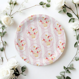 Farmers market pink Whimsical Baby shower Paper Plate