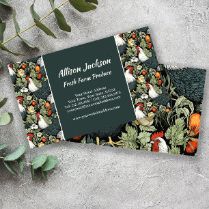 Farmers Market Poultry Farm Green Rooster Business Card