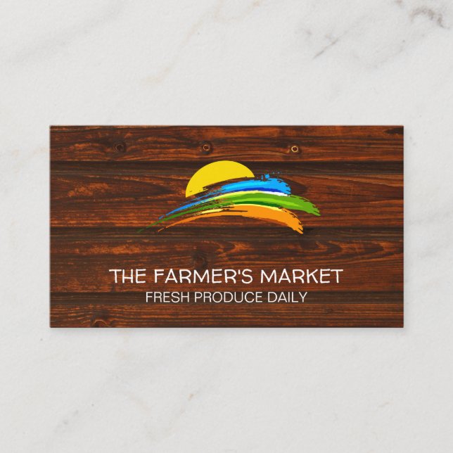 Farmers Market Produce | Wood Business Card (Front)