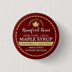 Farmer's Market Promotional Maple Syrup Gold Leaf 3 Cm Round Badge