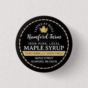 Farmer's Market Promotional Maple Syrup Gold Leaf  3 Cm Round Badge