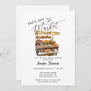 Farmers Market Retro Rustic Vintage Bridal Shower Invitation